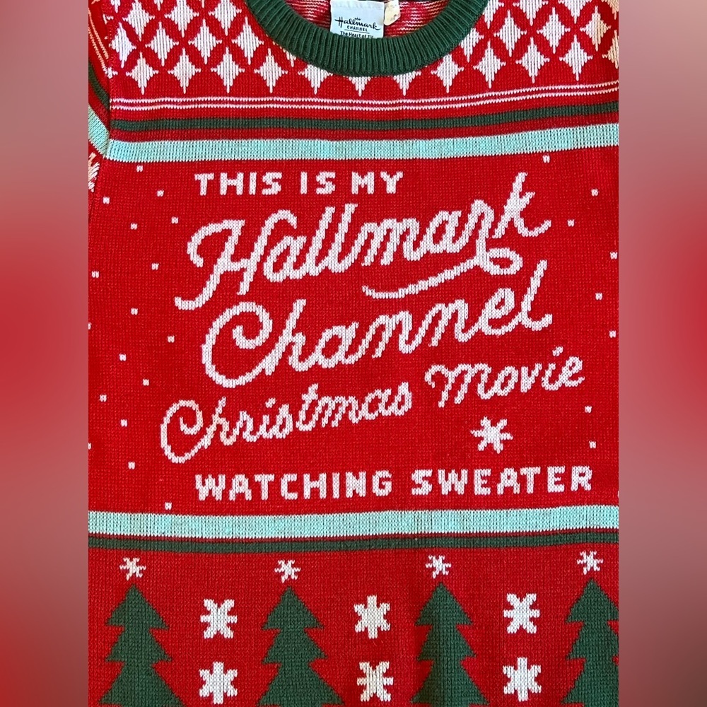 Hallmark‎ Channel Christmas Movie Watching Sweater Size M Funny Ugly Sweater